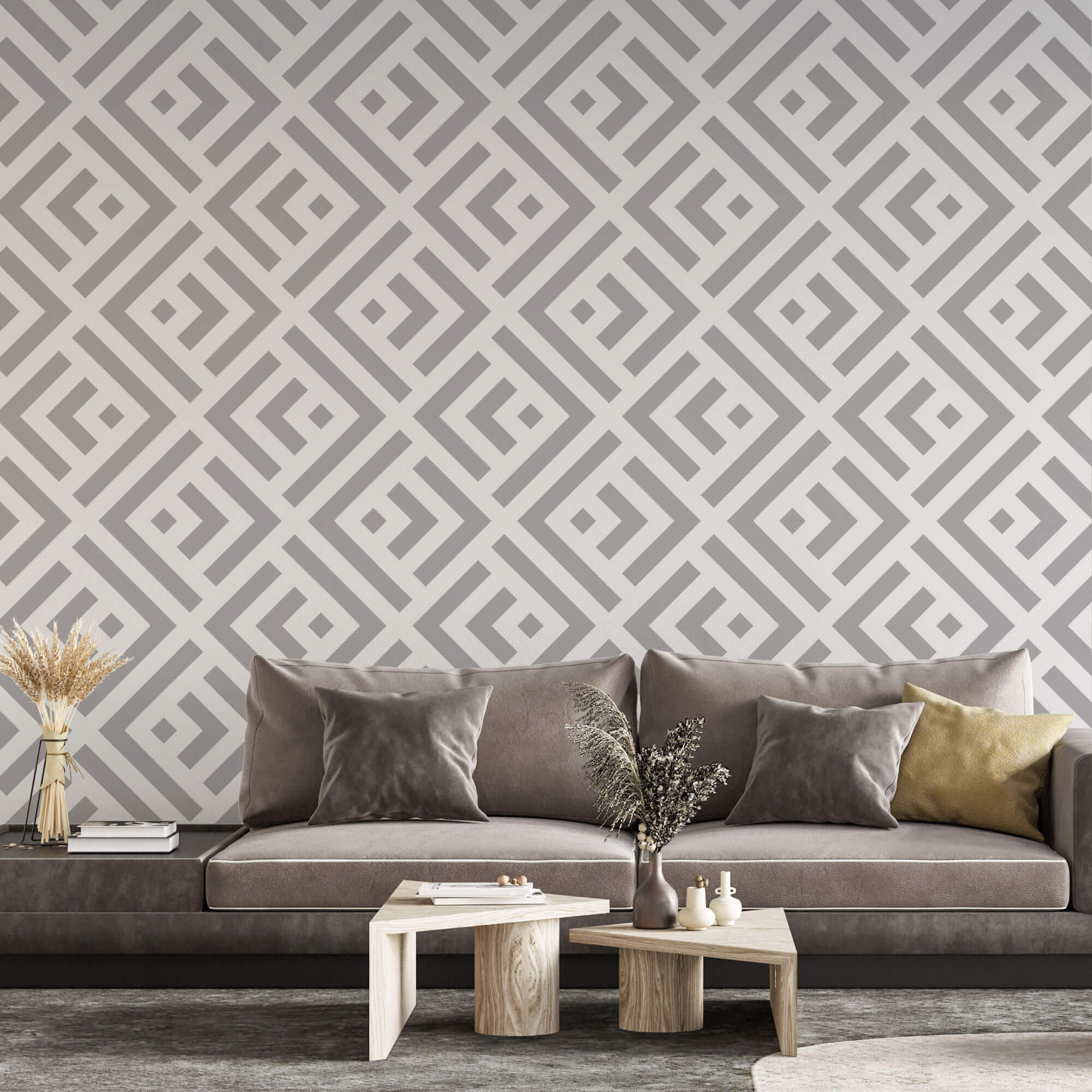 Tapet Personalizat Patterns cu model abstract in nuante de gri - INTERRUPTED SHAPES