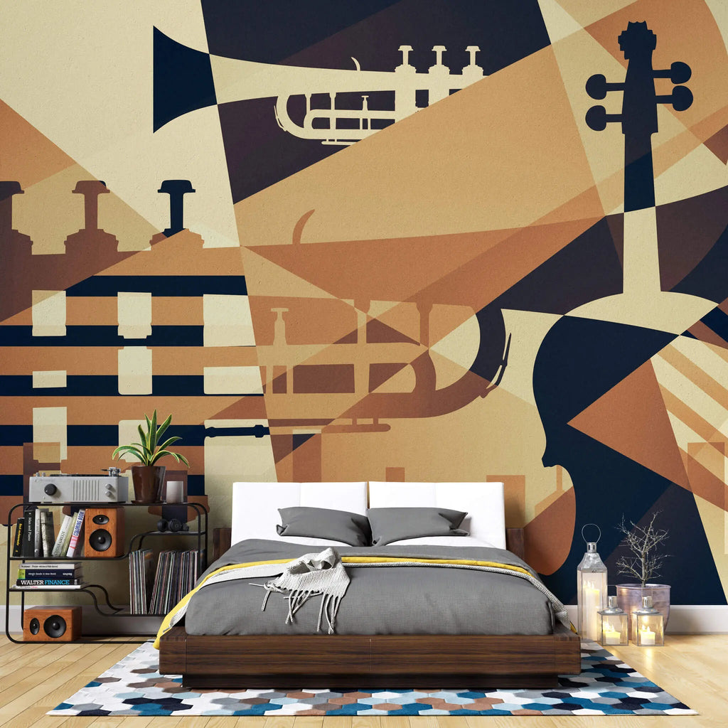 Tapet personalizat abstract cu instrumente muzicale abstract instruments