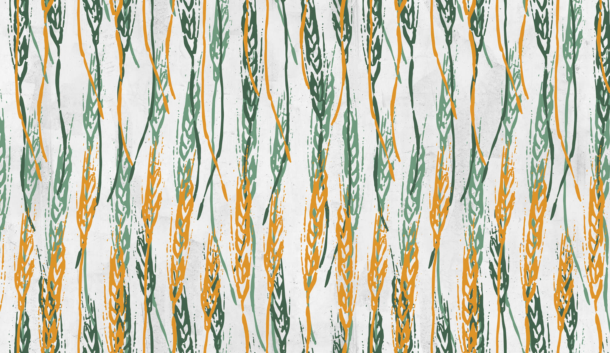 Tapet personalizat abstract cu spic de grau in nuante de verde si portocaliu wheat spikes