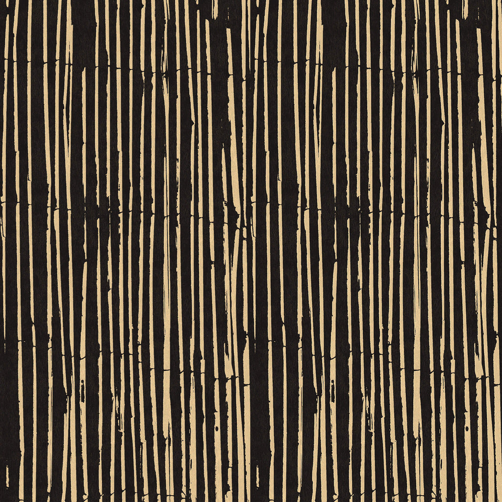 Tapet personalizat abstract cu dungi maronii pe fundal negru bamboo sticks