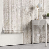 Tapet personalizat abstract cu insertii texturate de granit pe un perete alb granit stripes