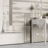 Tapet personalizat abstract cu dungi in nuante maronii painted beige