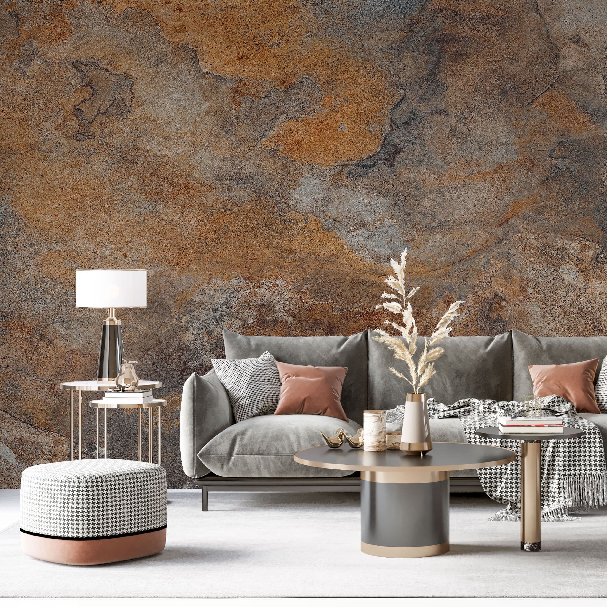 Tapet personalizat abstract in nuante ruginii rust