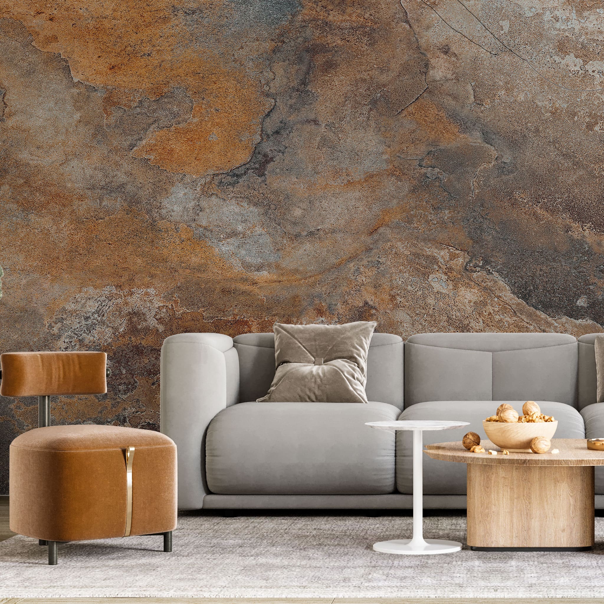 Tapet personalizat abstract in nuante ruginii rust