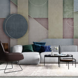 Tapet personalizat abstract cu forme geometrice colorate fad faded geometrics