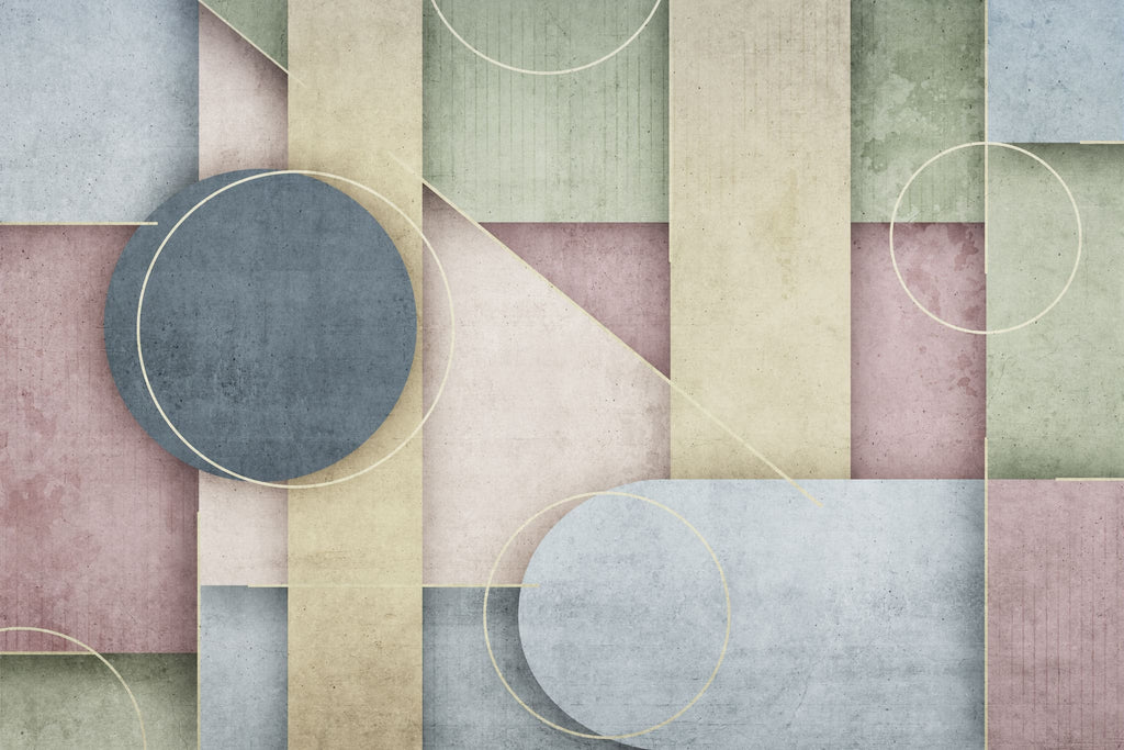 Tapet personalizat abstract cu forme geometrice colorate fad faded geometrics