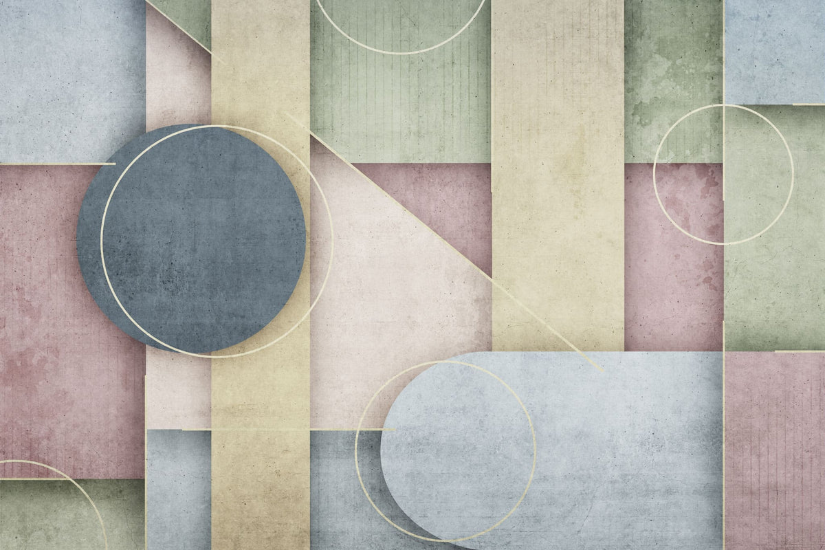 Tapet personalizat abstract cu forme geometrice colorate fad faded geometrics