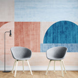 Tapet personalizat abstract cu forme geometrice in nuante de rosu si albastru crimson blue