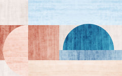 Tapet personalizat abstract cu forme geometrice in nuante de rosu si albastru crimson blue