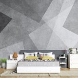 Tapet personalizat abstract cu forme geometrice care se suprapun in nuante de gri gray overlay