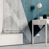 Tapet personalizat abstract cu forme geometrice care se suprapun in nuante de albastru blue overlay