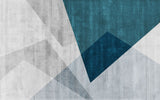 Tapet personalizat abstract cu forme geometrice care se suprapun in nuante de albastru blue overlay