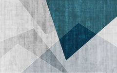 Tapet personalizat abstract cu forme geometrice care se suprapun in nuante de albastru blue overlay