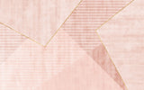 Tapet personalizat abstract cu forme si dungi in nuante de roz si alb cu detalii aurii reverse pink pyramid