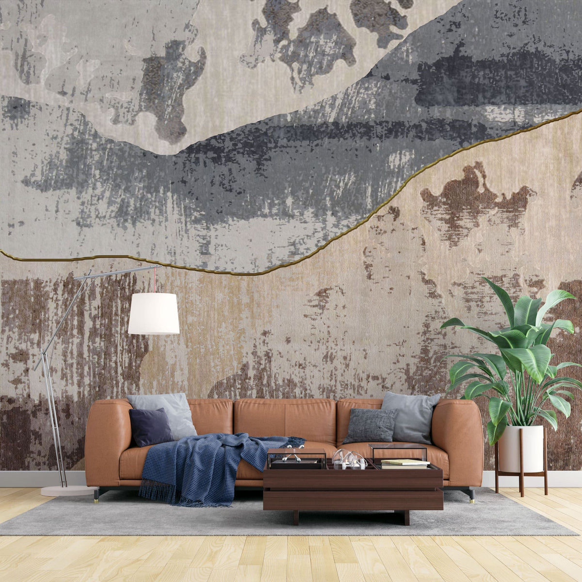 Tapet personalizat abstract cu textura abstracta scratched waves