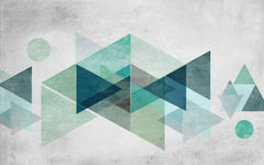 Tapet personalizat abstract cu forme triunghiulare in nuante turcoaz turqoise opacity