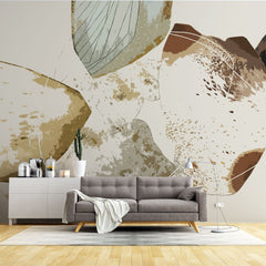 Tapet personalizat abstract cu forme de petale abstracte coffee petals