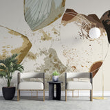 Tapet personalizat abstract cu forme de petale abstracte coffee petals