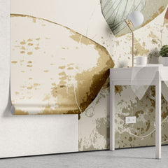 Tapet personalizat abstract cu forme de petale abstracte coffee petals