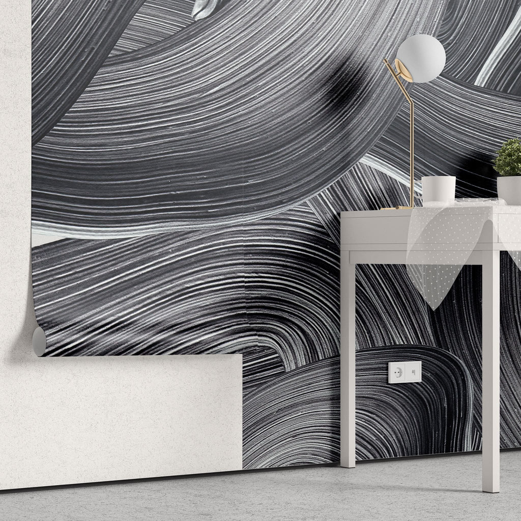 Tapet personalizat abstract cu urme negre de pensula brush smudge