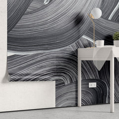 Tapet personalizat abstract cu urme negre de pensula brush smudge