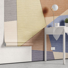 Tapet personalizat abstract cu texturi abstracte in nuante complementare textile scraps