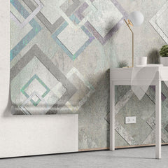 Tapet personalizat abstract cu forme patrate pe un perete texturat textured wall