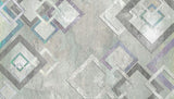 Tapet personalizat abstract cu forme patrate pe un perete texturat textured wall