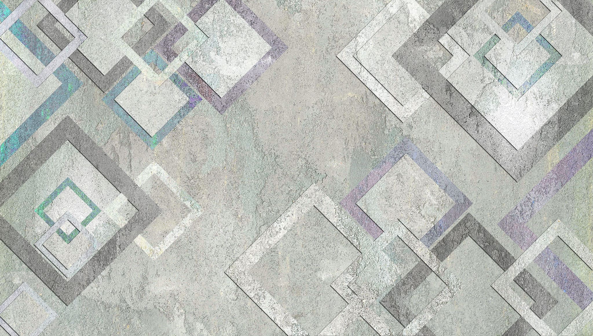 Tapet personalizat abstract cu forme patrate pe un perete texturat textured wall