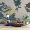Tapet personalizat abstract cu model abstract in nuante de albastru cu insertii aurii golden dove