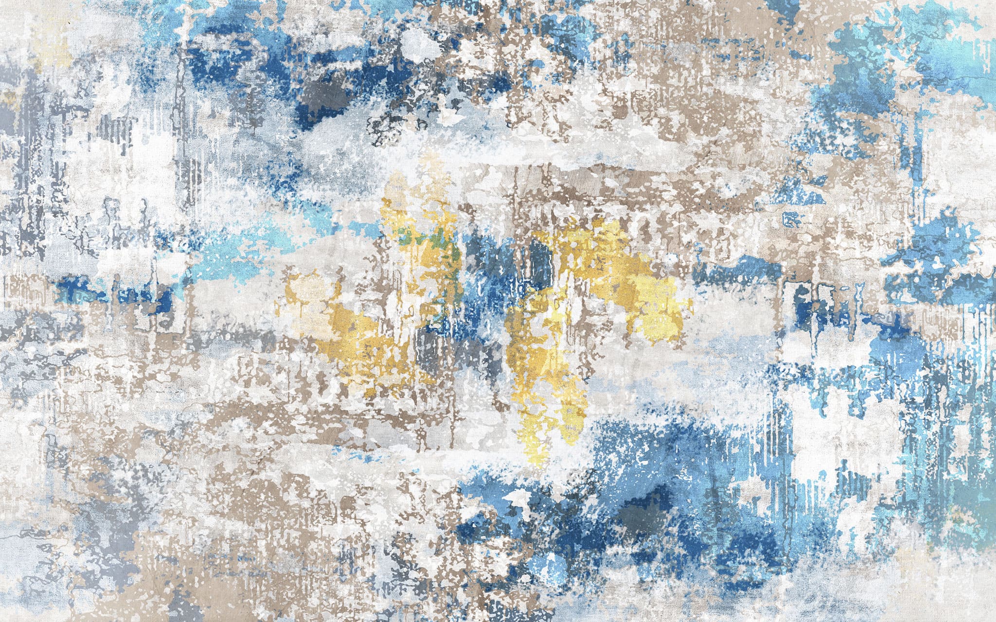 Tapet personalizat abstract cu model abstract texturat in nuante de albastru, bej si auriu gold&blue scrap