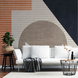 Tapet personalizat abstract cu forme geometrice in nuante de contrast inchis deschis record room