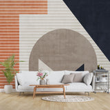 Tapet personalizat abstract cu forme geometrice in nuante de contrast inchis deschis record room