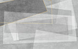 Tapet personalizat abstract cu forme gri si insertii aurii golden framed