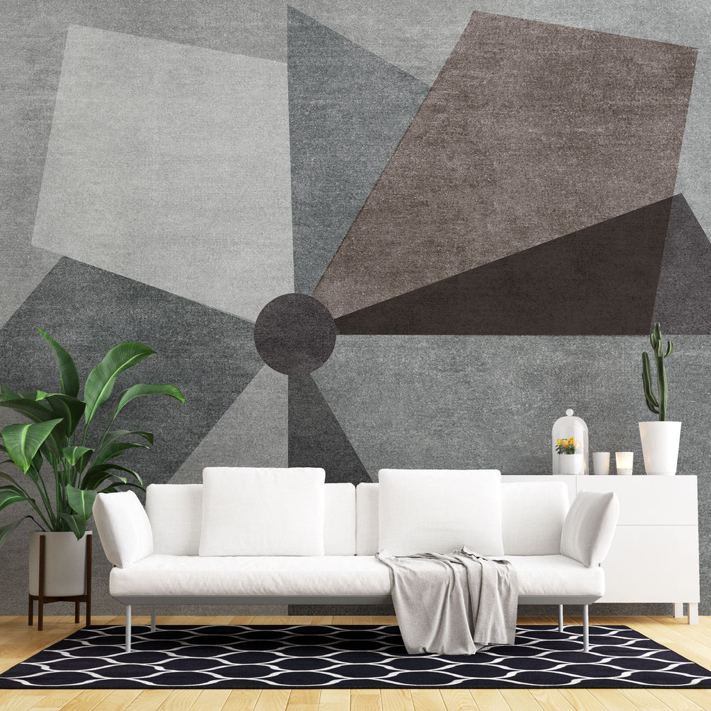 Tapet personalizat abstract cu forma abstracta de moara de vant in culori inchise dark mill