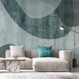 Tapet personalizat abstract cu forme abstracte in nuante de verde textured algae