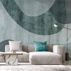 Tapet personalizat abstract cu forme abstracte in nuante de verde textured algae