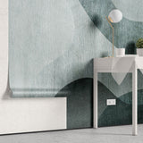 Tapet personalizat abstract cu forme abstracte in nuante de verde textured algae