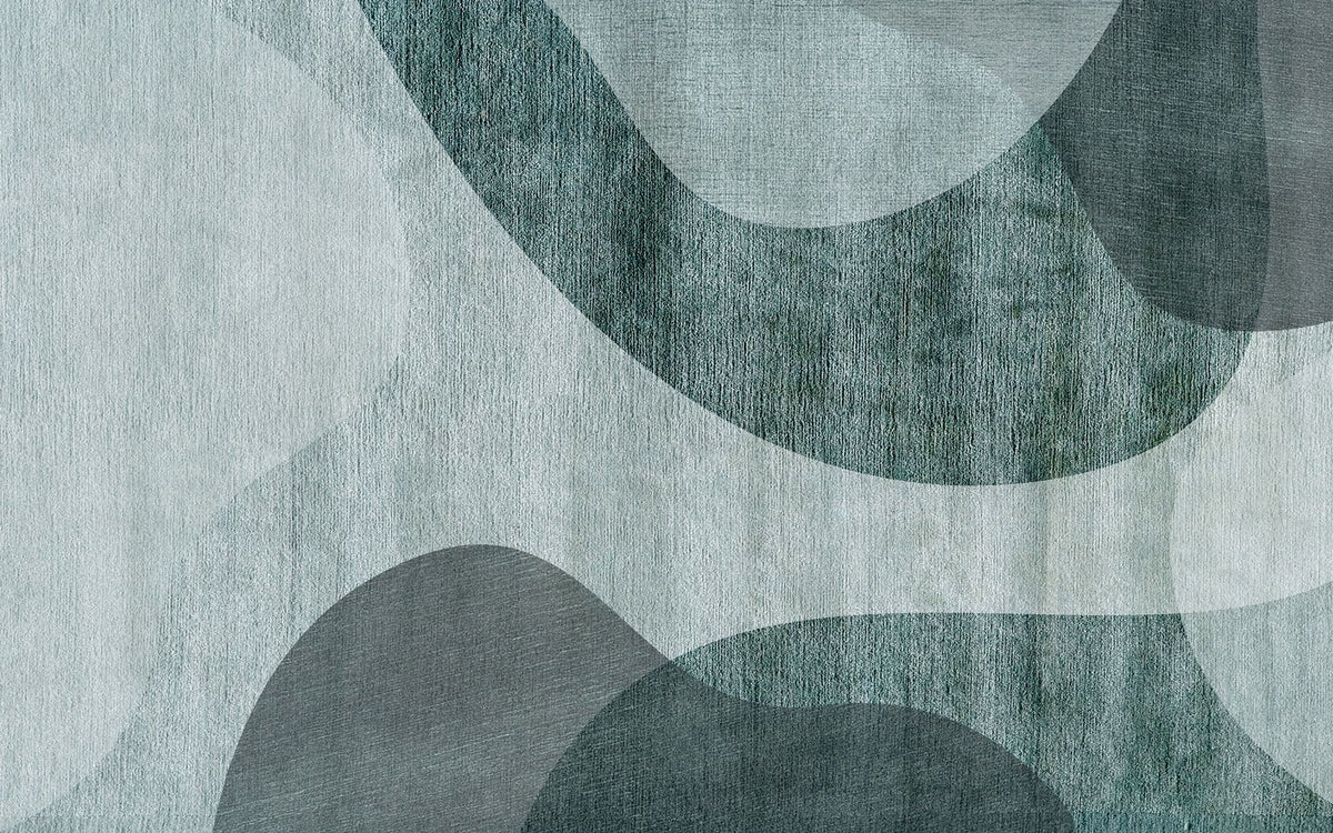 Tapet personalizat abstract cu forme abstracte in nuante de verde textured algae