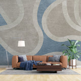 Tapet personalizat abstract cu forme abstracte in nuante de albastru si bej abstract rivers
