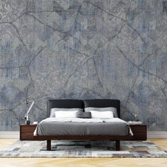 Tapet personalizat abstract cu textura abstracta florala in nuante inchise cu efect invechit old blue