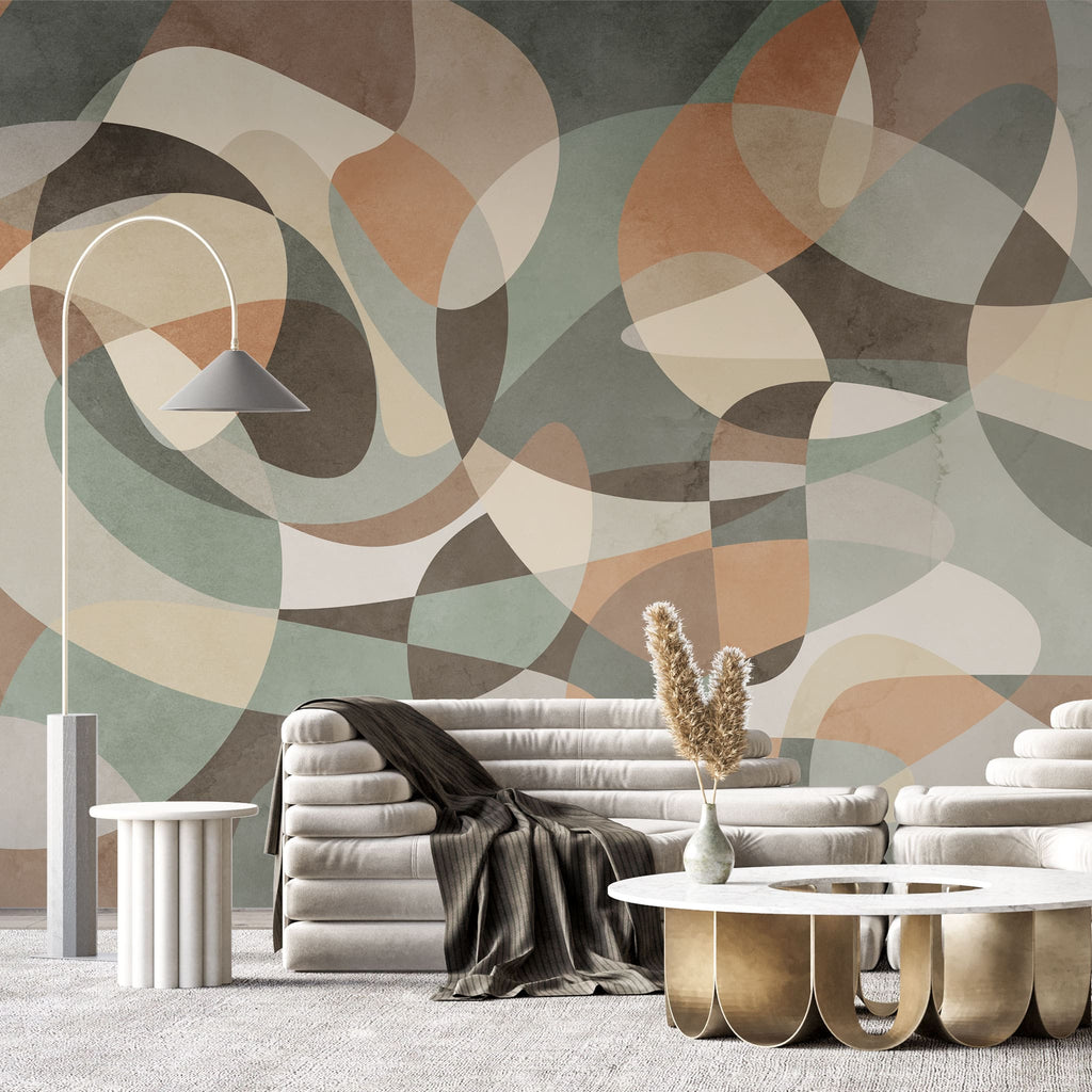 Tapet personalizat abstract cu forme abstracte colorate colored illusion