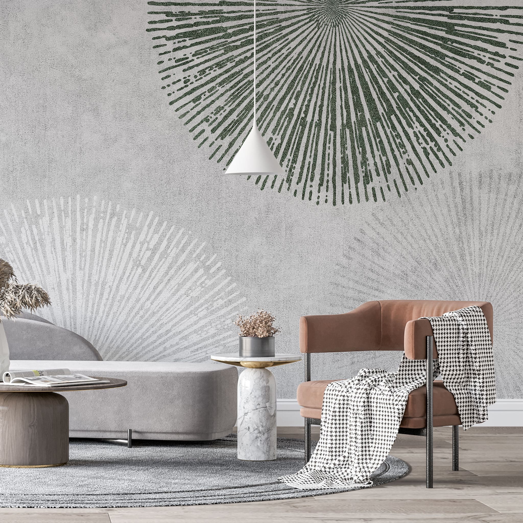 Tapet personalizat abstract cu forme abstracte pe un fundal gri abstract dandelion
