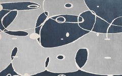 Tapet personalizat abstract cu forme si linii abstracte in nuante de albastru si gri doodle
