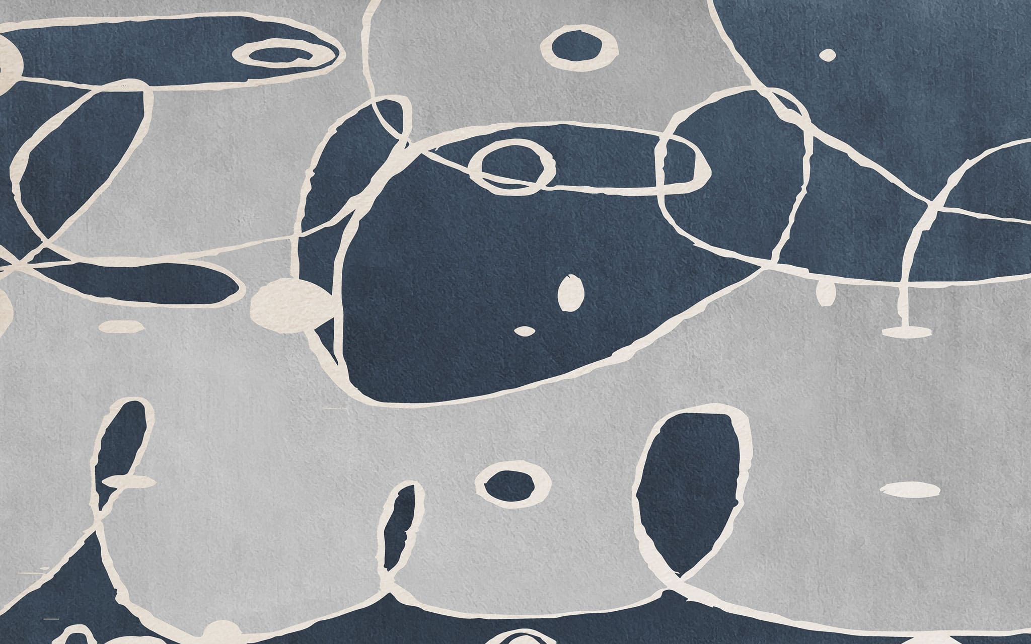 Tapet personalizat abstract cu forme si linii abstracte in nuante de albastru si gri doodle