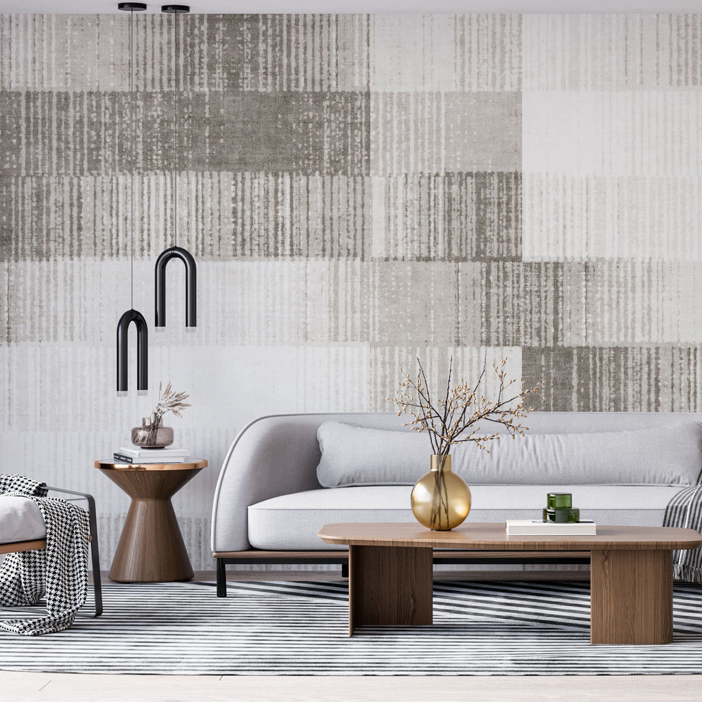 Tapet personalizat abstract cu dungi abstracte in nuante de bej beige tones