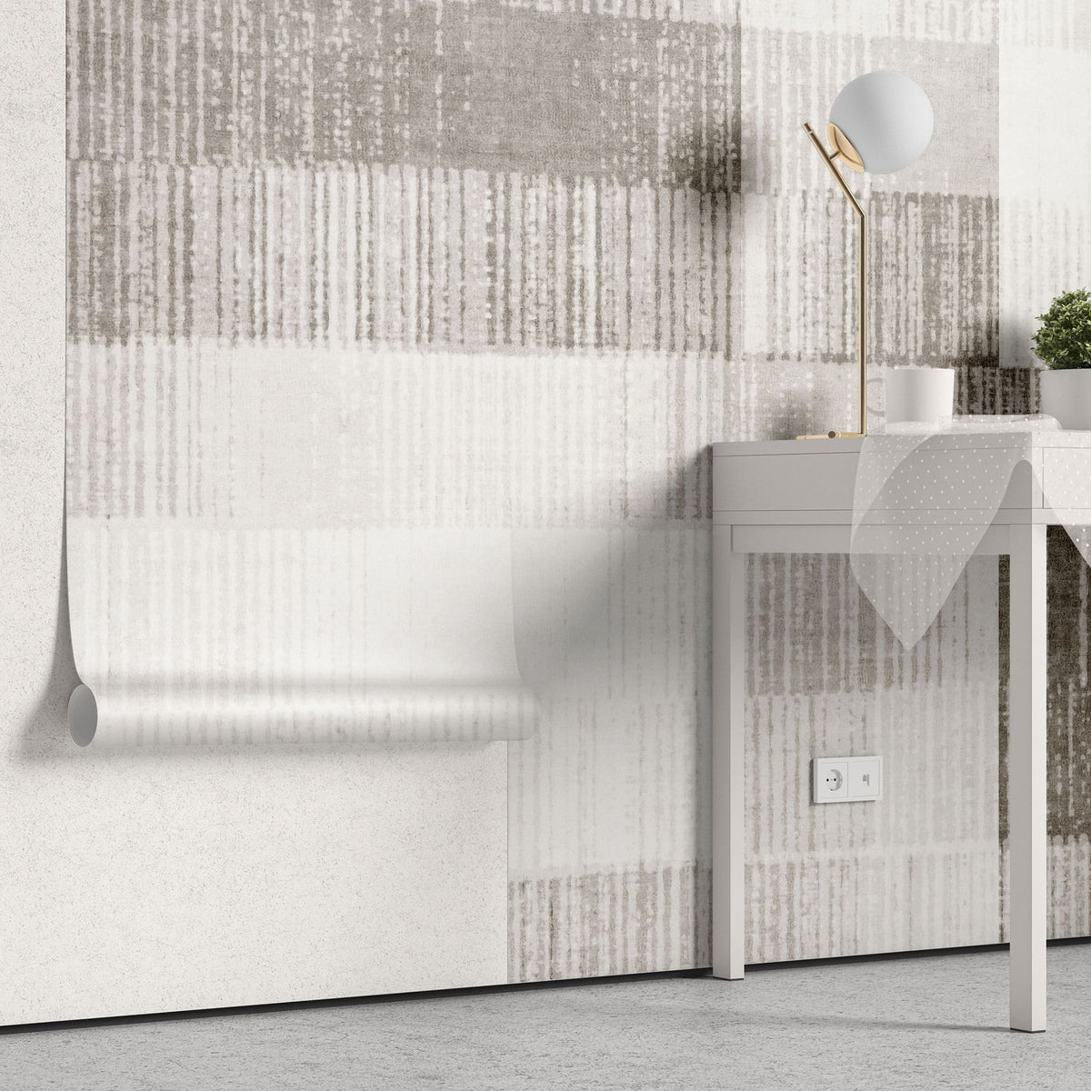 Tapet personalizat abstract cu dungi abstracte in nuante de bej beige tones