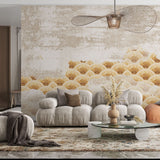 Tapet personalizat abstract cu evantaie abstracte aurii golden fans