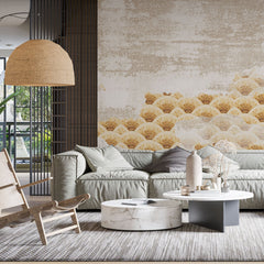 Tapet personalizat abstract cu evantaie abstracte aurii golden fans