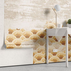 Tapet personalizat abstract cu evantaie abstracte aurii golden fans